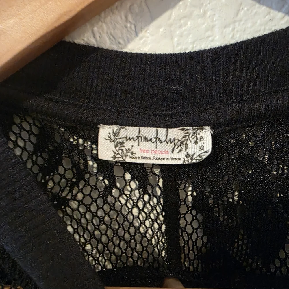 Intimately Free People Cool with It Lace Mesh Top XS Black